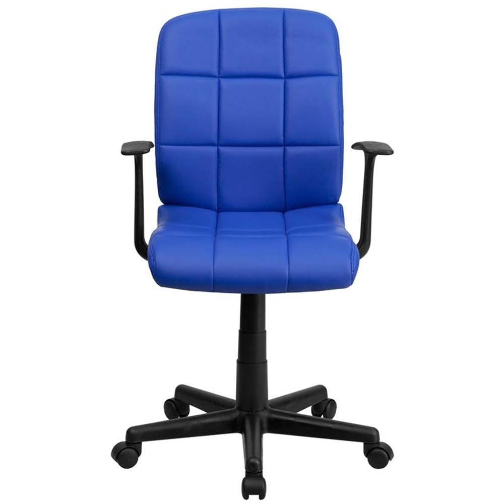 Flash Furniture Clayton Mid-Back Blue Quilted Vinyl Swivel Task Office Chair with Arms