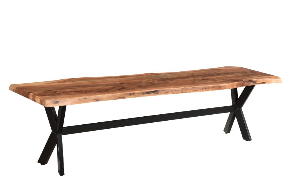 HomeRoots 522085 69 in. Solid Wood Dining Bench Brown & Black