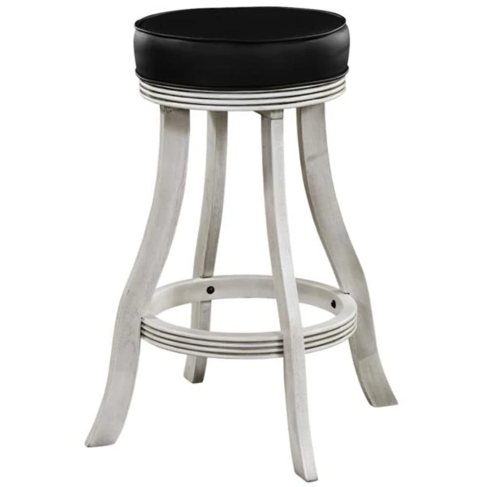 Ram Gameroom Antique White Backless Round Cushioned Seat Barstool