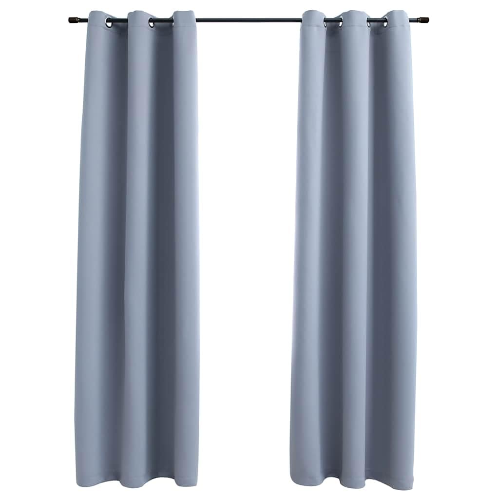 vidaXL Blackout Curtains with Rings - 2 pcs Gray 37&quot;x84&quot; - Elegant Design - Block up to 95% Light - Machine Washable - Suitable for Living Room, Bedroom, Office Space.