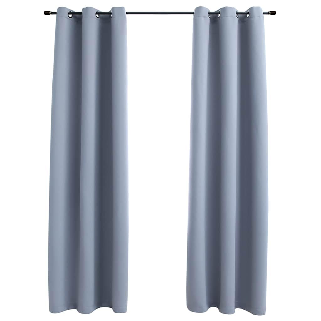 vidaXL Blackout Curtains with Rings - 2 pcs Gray 37"x84" - Elegant Design - Block up to 95% Light - Machine Washable - Suitable for Living Room, Bedroom, Office Space.