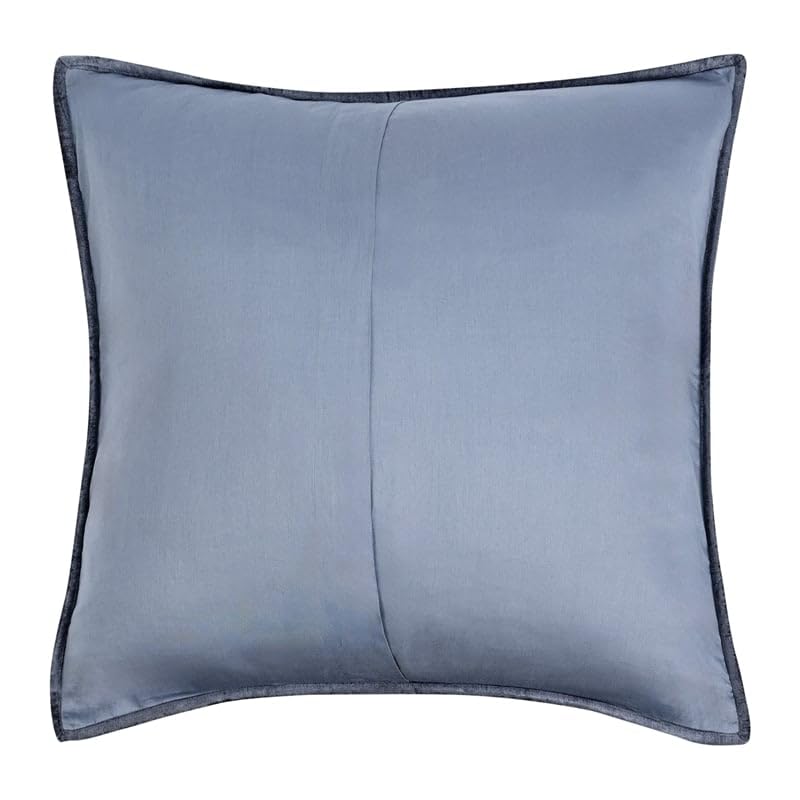 Kosas Home Dimitry 26x26 Velvet and Solid Cotton Euro Sham in Sea Fog Blue
