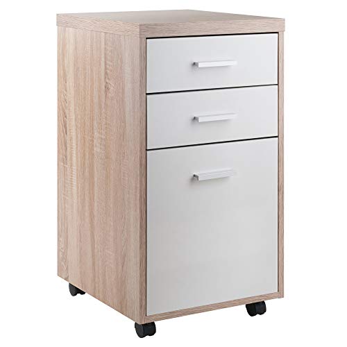 Ergode Kenner Storage Mobile Cabinet | Versatile | Contemporary Design | Easy Mobility | Reclaimed Wood Finish | Linen White Facings | 1-Drawer | Locking Casters (18316-VV)