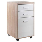 Ergode Kenner Storage Mobile Cabinet | Versatile | Contemporary Design | Easy Mobility | Reclaimed Wood Finish | Linen White Facings | 1-Drawer | Locking Casters (18316-VV)
