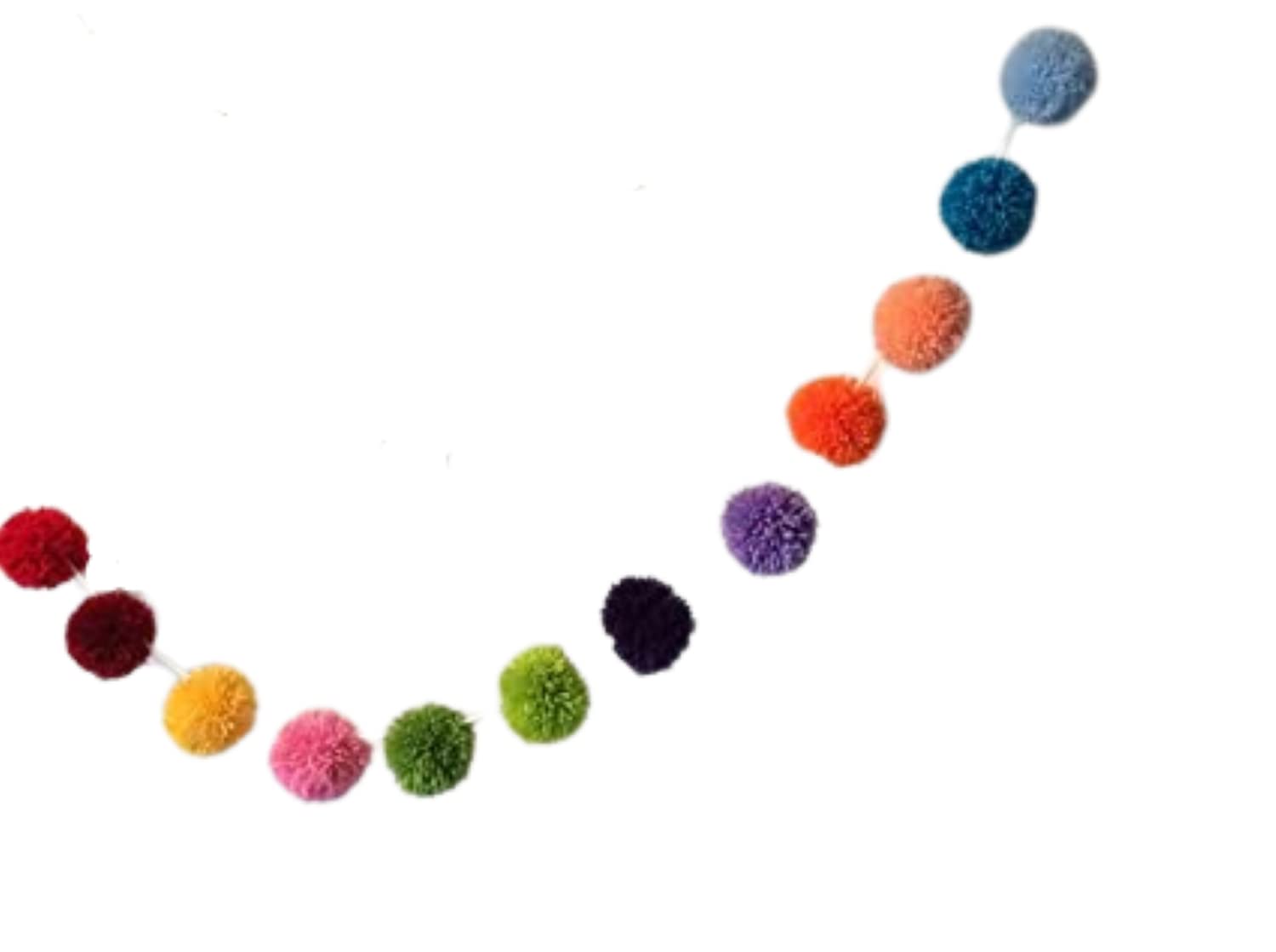 The Lovely Creations 34 Cm Glitter And Plain Pompom Garland For Festival Decoration, XMas Decorations, Birthday Party Decorati