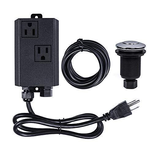 Garbage Disposal Air Switch Kit Dual Outlet Sink Top Waste Disposal Stainless Steel On/Off Air Button Food and Waste Disposals P