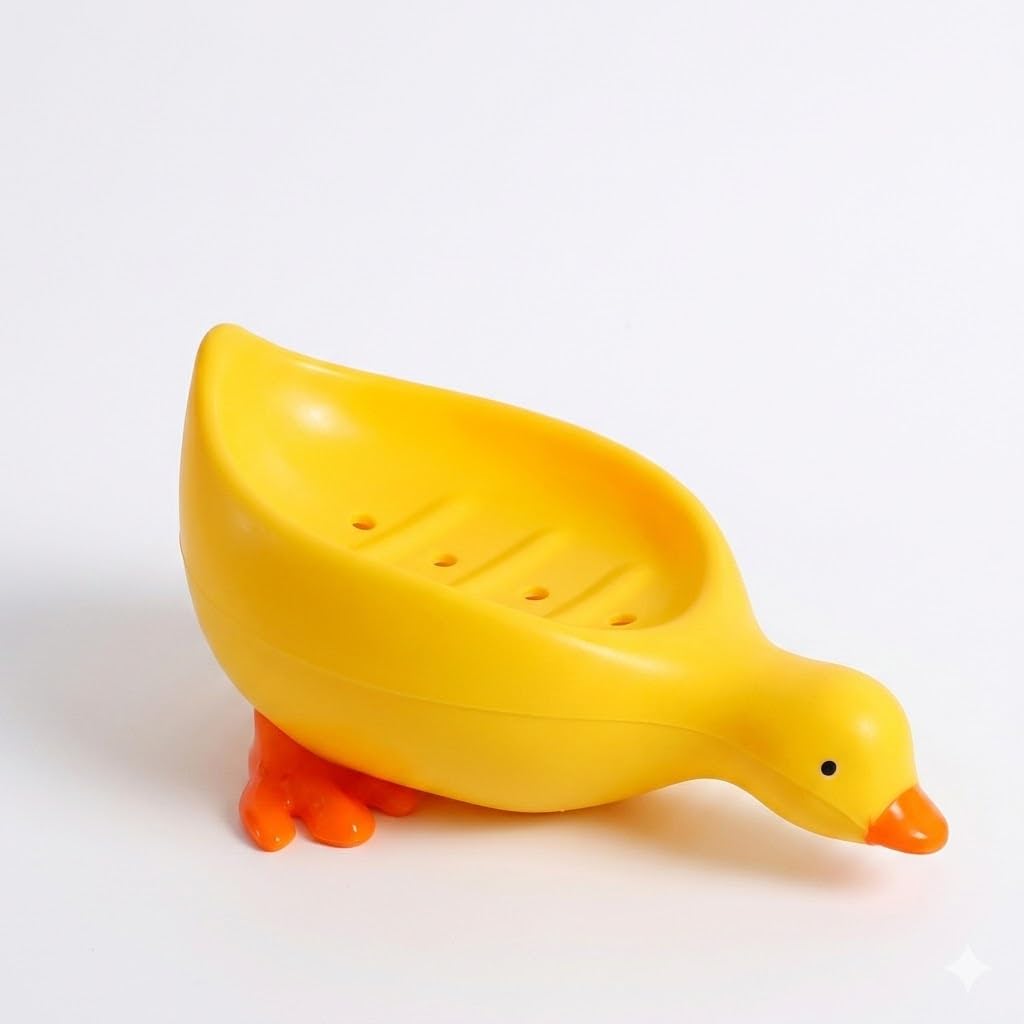 SADMAX Cute Duck Shape Soap Dish Holder with Drain Tray | Self Draining Soap Saver Box for Bathroom, Kitchen & Shower | Durable