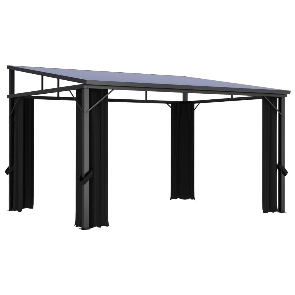 "Vidaxl Gazebo With Curtains - Uv-Resistant Pvc Roof - Aluminum And Steel Construction - Anthracite - 13.3'X9.6'X8' - Outdoor Event Shelter"