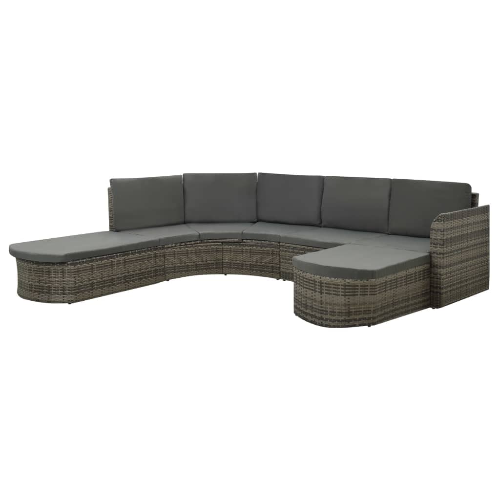 4 Piece Patio Lounge Set with Cushions Poly Rattan Gray