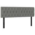 vidaXL Set of 2 Twin Headboards with Foam Filling - Dark Gray 100% Polyester Fabric, Solid Larch Wood - 28.3"x2.8"x30.7"/34.6" Dimensions