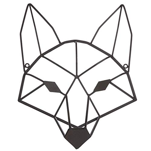Everydecor Brown Geometric Fox Head Metal Wall Art Decor for Home Office Kitchen Living Room Bedroom Farmhouse Indoor and Outdoo
