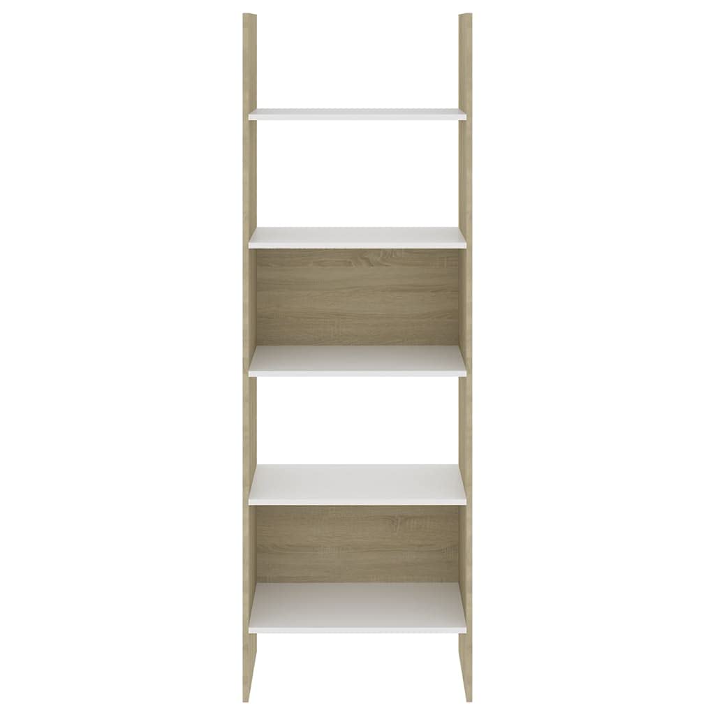 NusGear Book Cabinet White and Sonoma Oak 23.6&quot;x13.8&quot;x70.9&quot; Chipboard-N3412