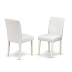 East West Furniture V-Style 6 Piece Room Set Contains A Rectangle Dining Table With V-Legs And 4 White Faux Leather Upholstered Chairs With A Bench, 36X60 Inch, V026Ab264-6