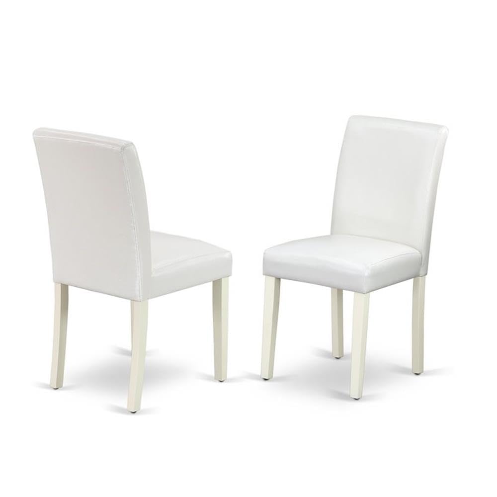 East West Furniture V-Style 6 Piece Room Set Contains A Rectangle Dining Table With V-Legs And 4 White Faux Leather Upholstered Chairs With A Bench, 36X60 Inch, V026Ab264-6