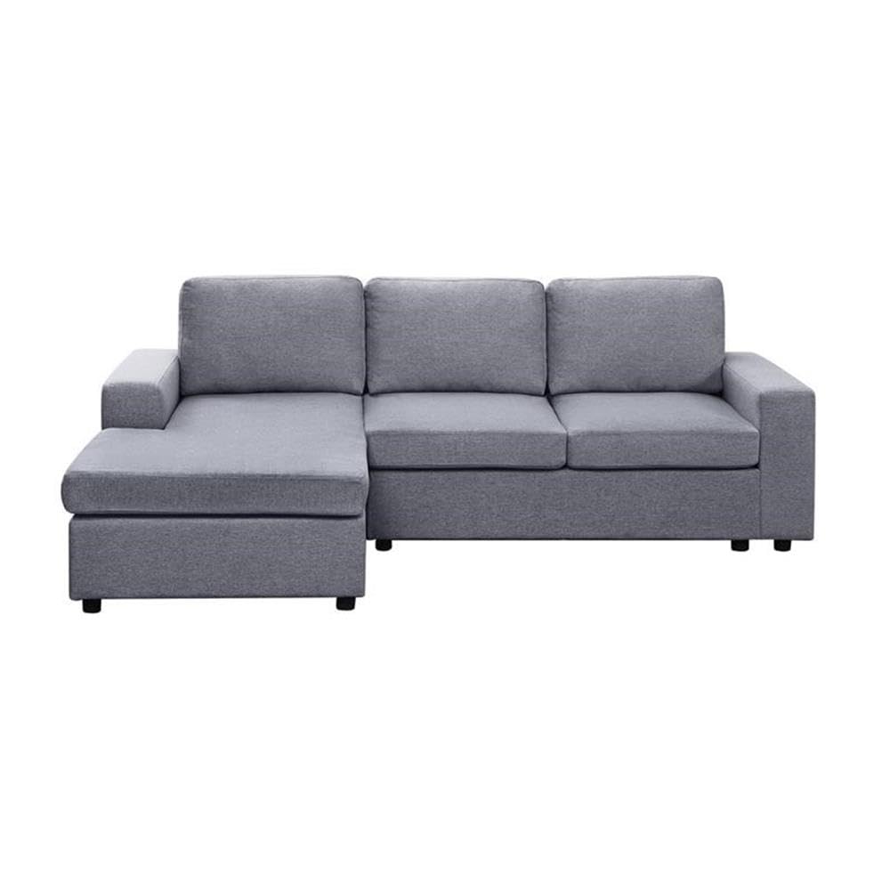 Lilola Home Aurelle Light Gray Linen Reversible Sectional Sofa Chaise