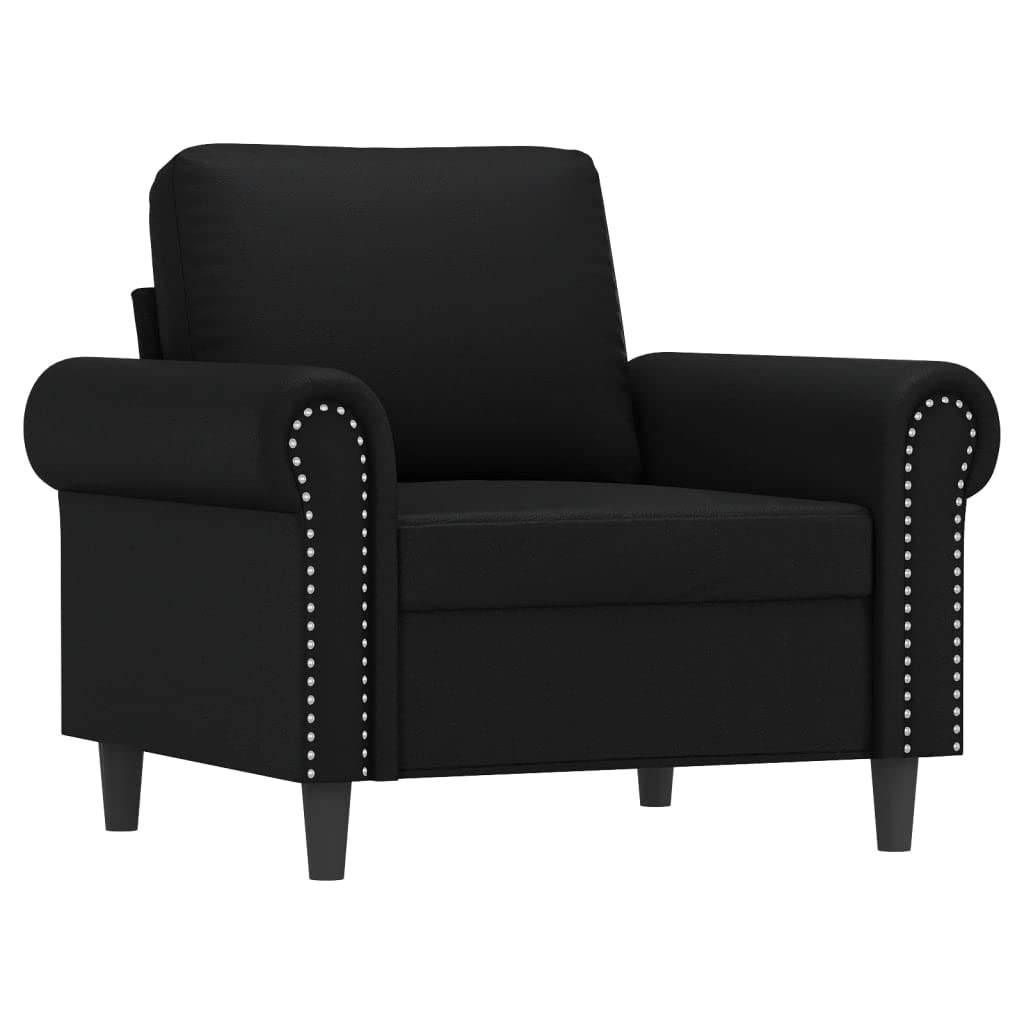 vidaXL Sofa Chair in Black Faux Leather - Durable, Comfortable Seating, Ideal for Chatting, Reading, TV Watching, Relaxing - Perfect for Lounge, Living Room or Office