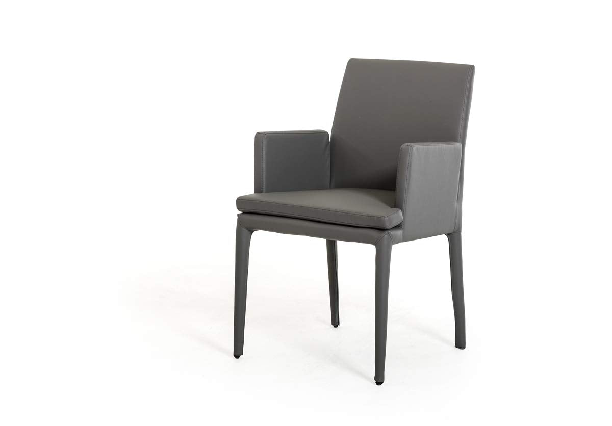 HomeRoots Furniture Modern Kitchen Leatherette Dining Chair - Grey, 34' H