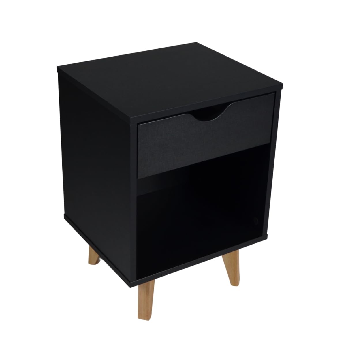 HomeRoots 489237 22 in. One Drawer Nightstand Black
