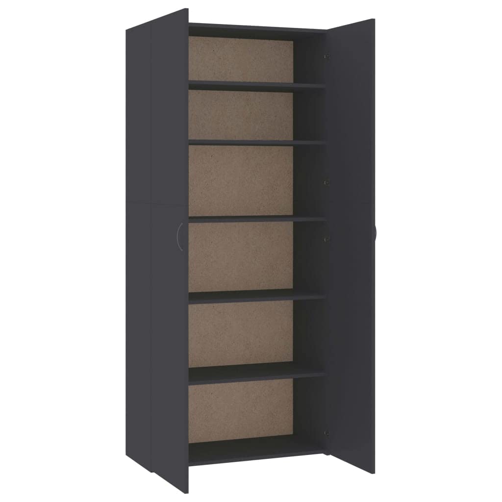 vidaXL Shoe Cabinet, 6-Tier Shoe Organizer with Doors, Hall Cabinet, Hidden Shoe Storage for Entryway Hallway Bedroom, Gray Engineered Wood