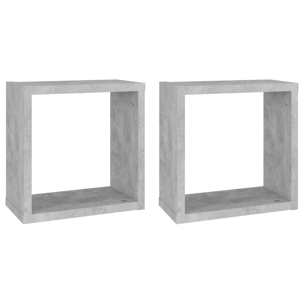 Vidaxl Wall Shelf Cube Shape 2Pcs Concrete Grey 30X15X30