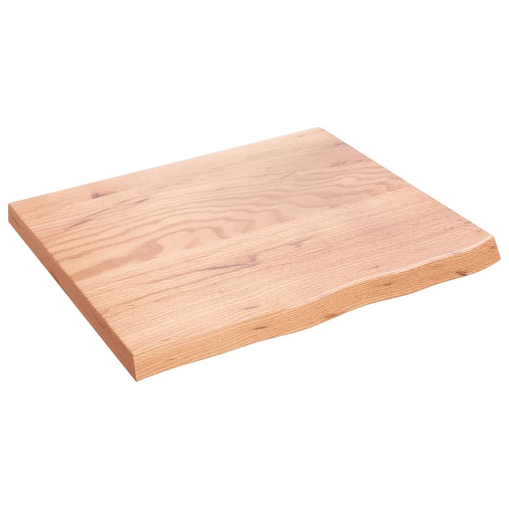 vidaXL Solid Oak Wood Table Top - Light Brown, Handcrafted Live Edge Tabletop, Varnish Finish, 23.6&quot;x19.7&quot;x0.8&quot;, Suitable for Home or Commercial Settings