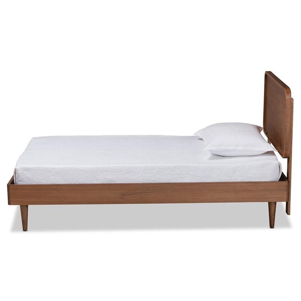 Baxton Studio Gisa Mid-Century Modern Transitional Walnut Brown Finished Wood Twin Size Platform Bed