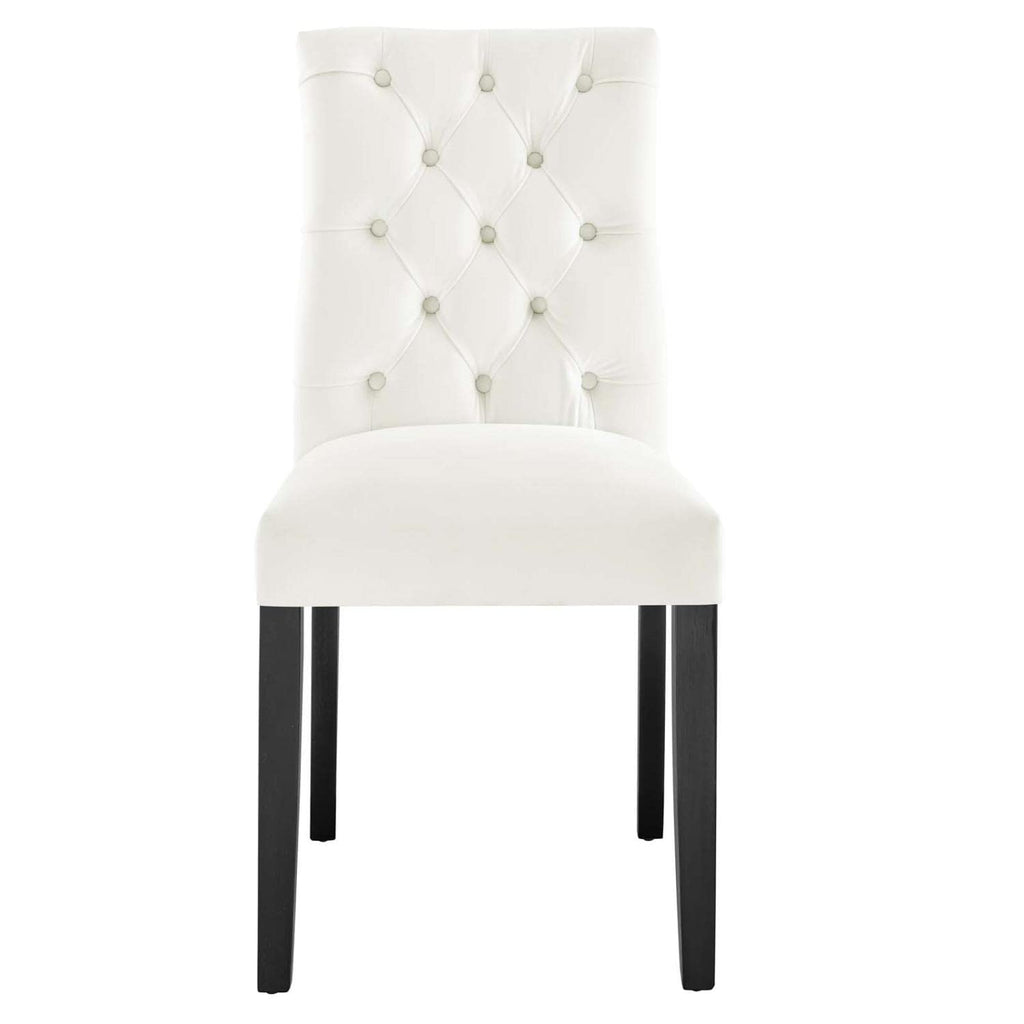 Modway Duchess 21&Quot; Modern Velvet Dining Chairs In White/Black (Set Of 2)