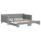 vidaXL Daybed with Trundle in Light Gray Fabric - Contemporary Guest Bed/Sofa for Living Room or Bedroom - Solid Wood and Metal Frame