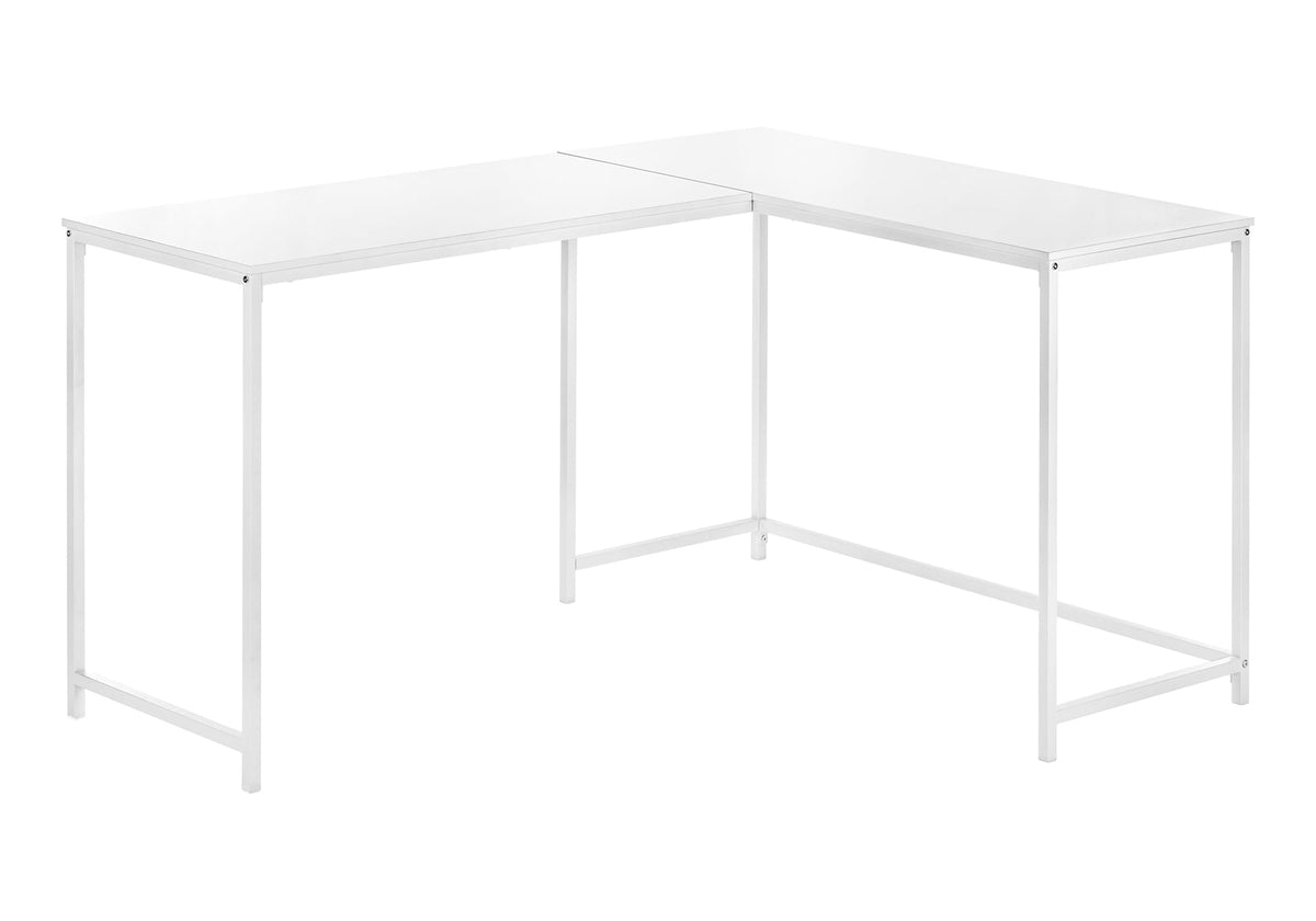 Monarch Specialties I 7395 Computer Desk, Home Office, Corner, 58&quot; L, L Shape, Work, Laptop, Metal, Laminate, White, Contemporary, Modern