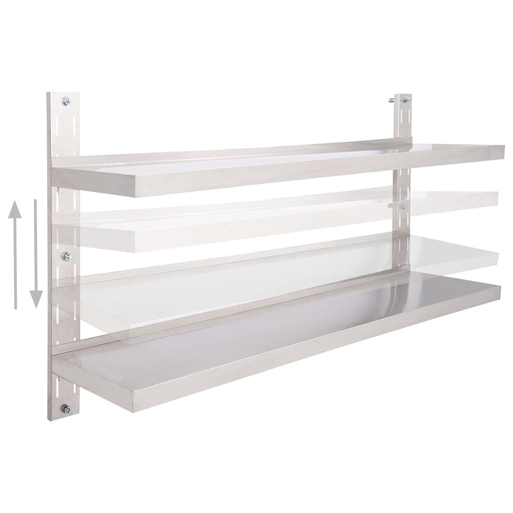 SKM 2-Tier Floating Wall Shelf Stainless Steel 59.1&quot;x11.8&quot; -1049