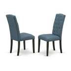 East West Furniture Wece5-Blk-21 5 Piece Dining Room Set Includes A Rectangle Wooden Table With Butterfly Leaf And 4 Mineral Blue Linen Fabric Parson Dining Chairs, 42X60 Inch, Black