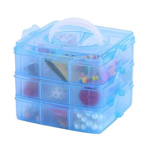 TORIOX 3 Layers 18 Grid Plastic Transparent Jewelry Storage Box Portable Jewelry Box, Makeup Vanity Box (Square Shape  Multi Co
