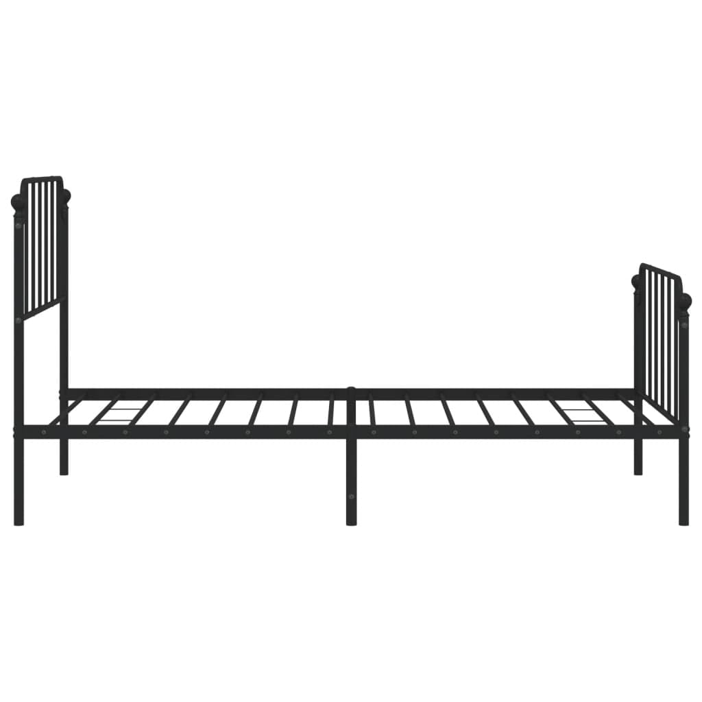 vidaXL Robust Metal Bed Frame with Functional Headboard and Footboard, Extra Under-Bed Storage, Black, Suitable for 39.4&quot;x78.7&quot; Mattress
