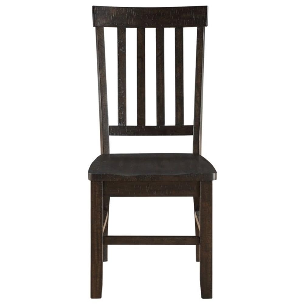 Acme Maisha Wooden Side Chair with Slatted Back in Rustic Walnut Set of 2