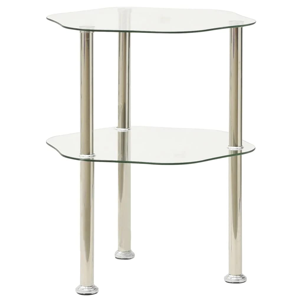 vidaXL 322790 2-Tier Side Table Transparent 38x38x50 cm Tempered Glass