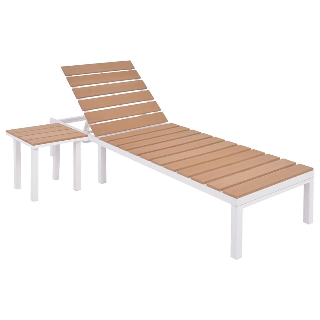 vidaXL Sun Lounger Set with Tea Table - Aluminum WPC Construction, Weather-Resistant, Lightweight and Durable for Patio or Garden Use, Includes 1 Lounger & 1 Table