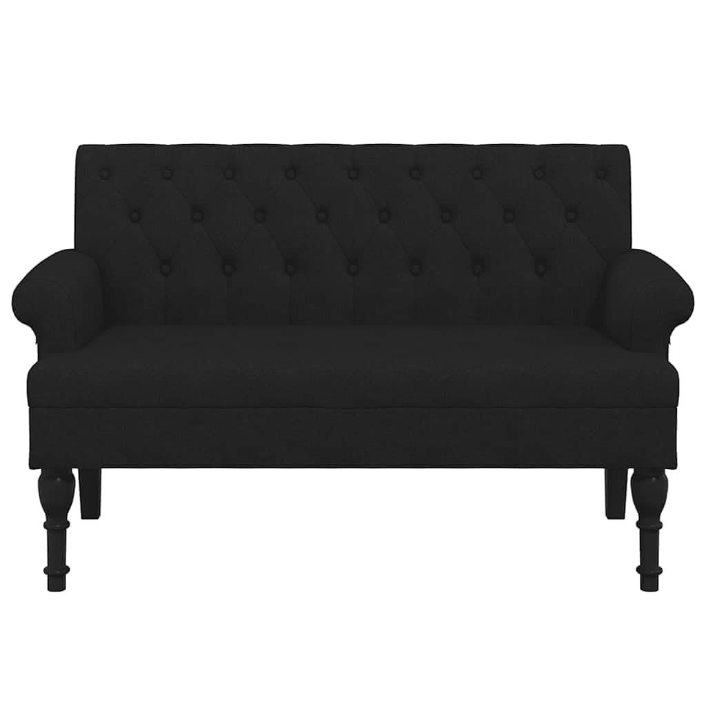 vidaXL 47&quot; W Small Loveseat, Fabric Chesterfield Sofa with Button Tufting & Rolled Armrests for Small Spaces, 2 Seater Couch for Living Room & Bedroom, Black