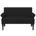 vidaXL 47" W Small Loveseat, Fabric Chesterfield Sofa with Button Tufting & Rolled Armrests for Small Spaces, 2 Seater Couch for Living Room & Bedroom, Black