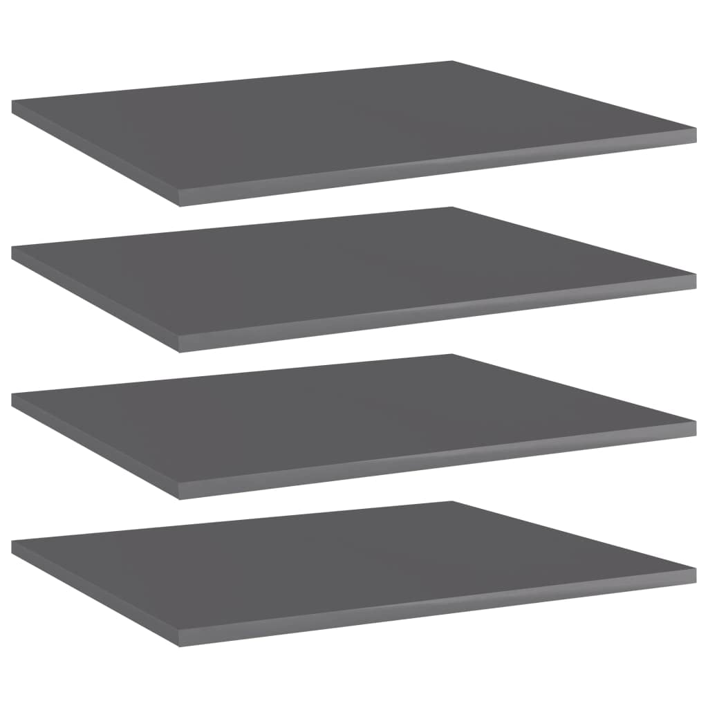 vidaXL Floating Shelves 4 Pcs, Wall Shelving with Invisible Mounting System, Display Shelf, Wall Shelf Unit, Modern, High Gloss Gray Engineered Wood