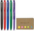 Signo Rt1 Retractable Gel Ink Pen, Ultra Micro Point 0.28Mm, Rubber Grip, 5 Color Ink, Sticky Notes Value Set