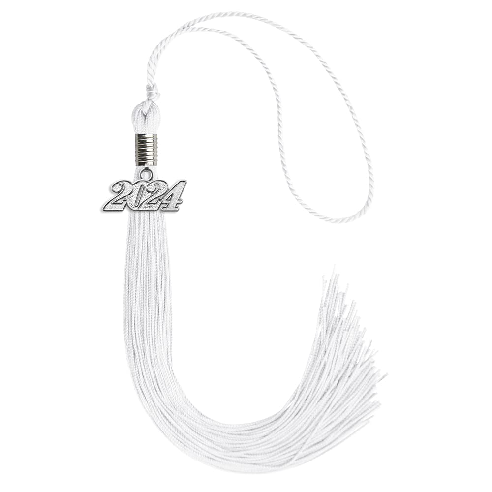 Endea Graduation Single Color Tassel with Silver Date Drop (White, 2024)