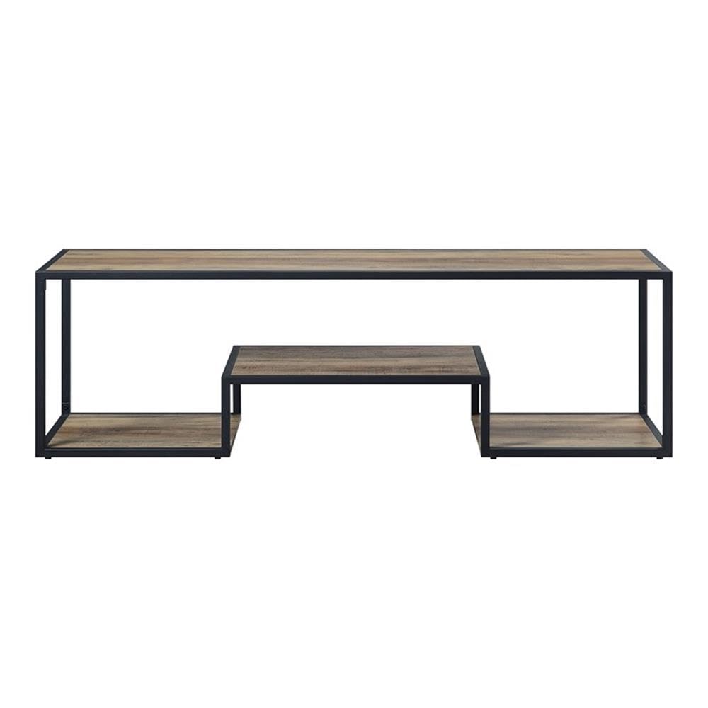 Acme Idella Wooden TV Stand in Rustic Oak and Black Finish