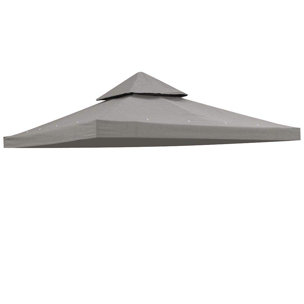 Yescom 8'X8' Uv30+ Gazebo Canopy Replacement Top Cover Grey For Dual Tier Outdoor Patio Garden Tent Y0088T09