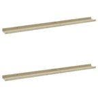 vidaXL Modern Wall Shelves in White and Sonoma Oak - Durable MDF Material - Versatile Decorative Shelves - Set of 2