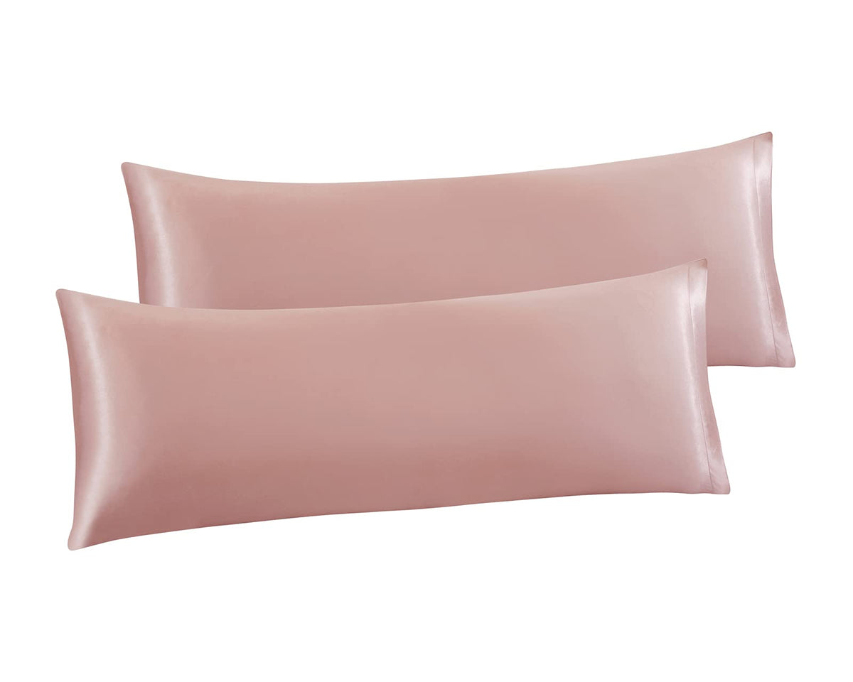 Ersmak Champagne Ultra Soft Satin Body Pillow Cover Set Of 2, 20X54 Inches