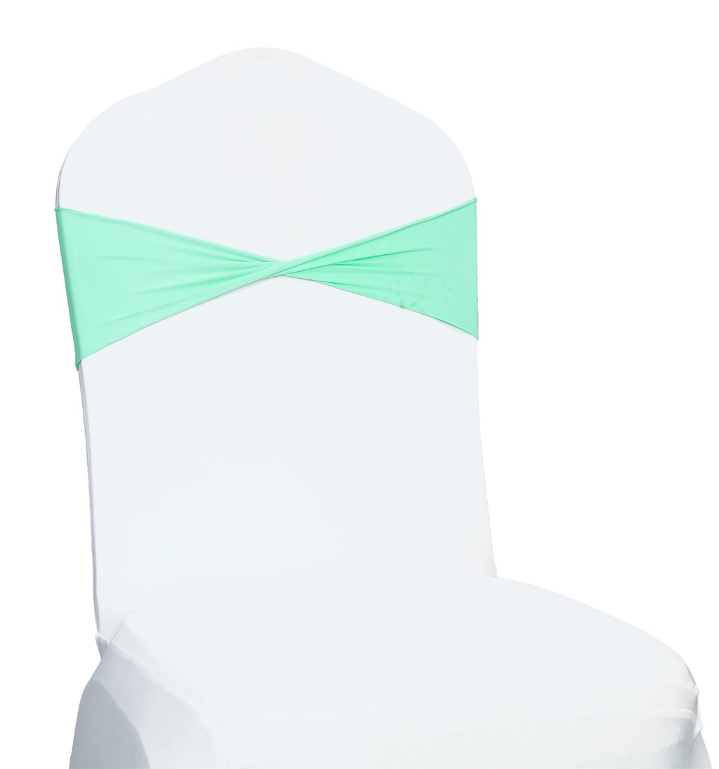 Mds Pack Of 10 Spandex Chair Sashes Bow Sash Elastic Chair Bands Ties Without Buckle For Wedding And Events Decoration Spandex Slider Sashes Bow - Sea Green
