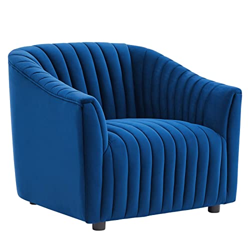 Modway Announce Modern Performance Velvet Tufted Armchair in Navy