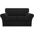 3 Piece Sofa Covers For 2 Cushion Couch Sofa Slipcover Soft Couch Cover For Dogs-Washable Sofa Furniture Covers With 2 Individual Cushion Covers, Feature Thick Jacquard Fabric (Loveseat, Black)