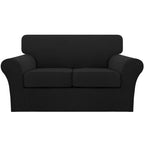 3 Piece Sofa Covers For 2 Cushion Couch Sofa Slipcover Soft Couch Cover For Dogs-Washable Sofa Furniture Covers With 2 Individual Cushion Covers, Feature Thick Jacquard Fabric (Loveseat, Black)