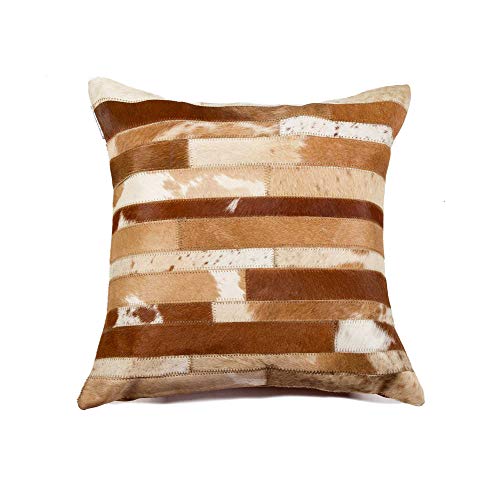 HomeRoots Kitchen Handcrafted Decorative Square Pillow with Hidden Zipper Closure - 18' x 18' x 5', Brown and Natural